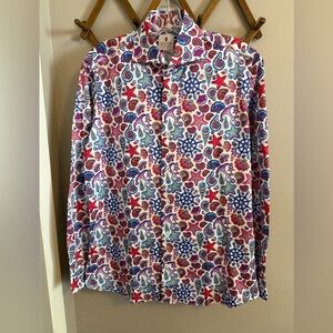 Cordone 1956 Handmade Italy Nautical Sailboat Print Button Up Shirt - M